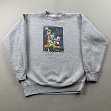Vintage Disney Sweatshirt Youth Large Gray San Francisco Store Mickey Goofy 90s
