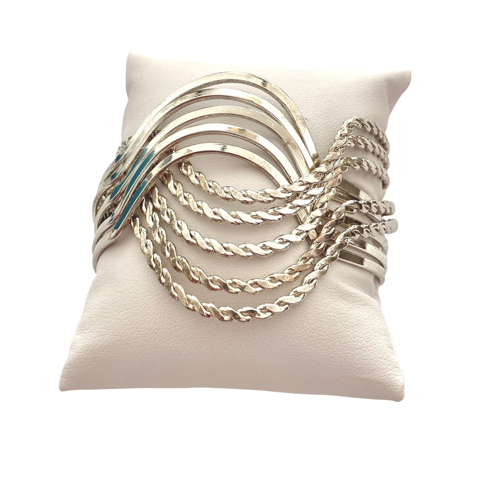 Solid Sterling Silver Multi-Band Cuff Bracelet – … - image 1