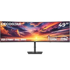 Deco Gear 49" Curved Ultrawide Monitor DQHD 5120x1440, 120Hz, 65W USB-C, KVM, HD