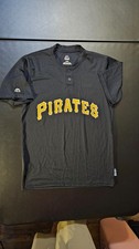 Pittsburgh Pirates Majestic Cool Base 2 Button Replica Jersey Shirt Mens S Black