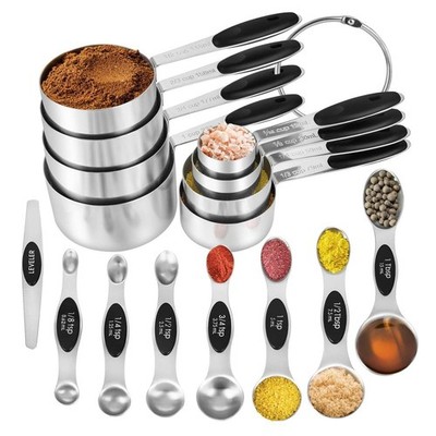 16 Pieces Measuring Cups and Magnetic Measuring Spoons Set Stainless Steel,8 Mea