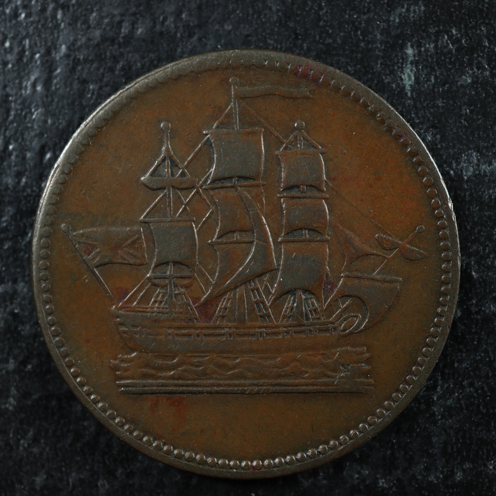 PE-10-37 Ships Colonies & Commerce token PEI Canada Breton 997