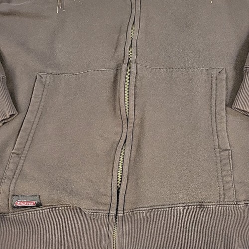 Y2k Skater Dickies Mens Brown Zip Up Hoodie Size XL Vintage Baggy Grunge - Picture 3 of 15