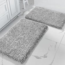 Bathroom Rug Set 32x20 24x17 Light Gray 2 Piece - Soft Absorbent Microfiber