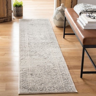 Runner Rug 2' x 6' Ivory Grey Non-Shedding - Easy Clean for Living Room