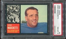 1962 Topps #8 Gino Marchetti PSA 8 Baltimore Colts HOF Univ. of San Francisco