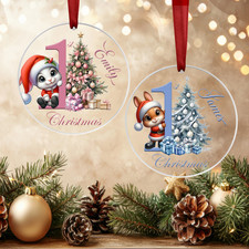 Personalised Baby's First Christmas Bauble Tree Ornaments Gift For Girl Boy 2025