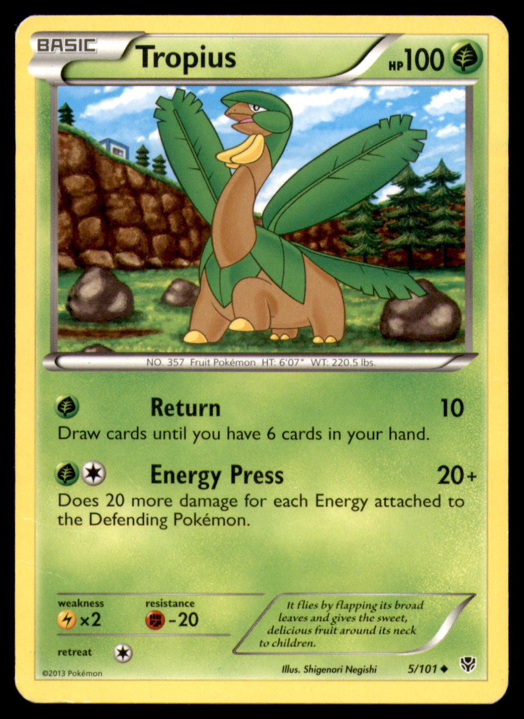 Pokemon TCG Tropius 5/101 Uncommon Plasma Blast HP