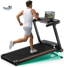 Treadmill with 0-15 Auto Incline, 3.5HP Quiet Brushless Foldable Treadmills for