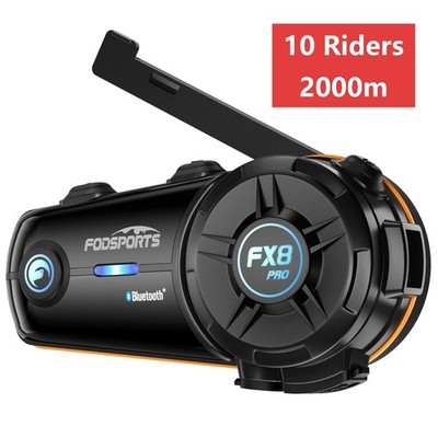 Fodsports FX8 Pro Motorcycle Bluetooth Headset Helmet Intercom 10 Riders 2000m