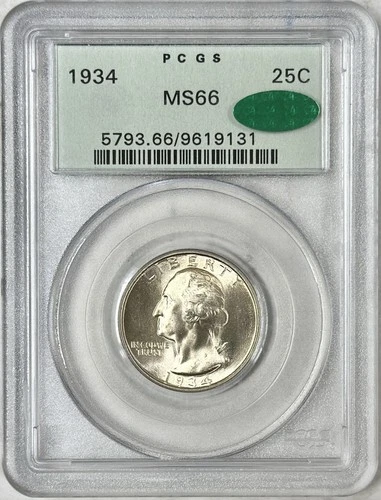 1934 WASHINGTON QUARTER PCGS & CAC MS66 OLD GREEN HOLDER OGH