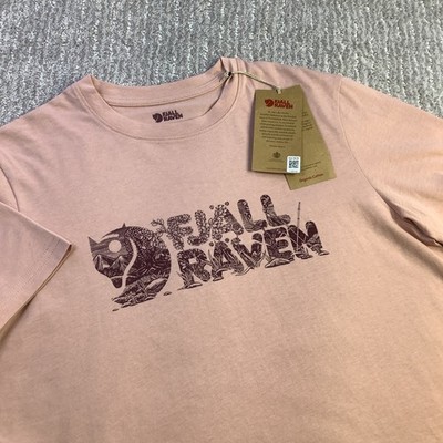 Fjallraven Lush Logo T-shirt Chalk Rose Organic Cotton Tee Womens Size M NWT