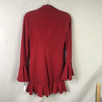 Issue New York Dress Womens M Red Ruffle Jacket Mini Long Sleeve Party  Cocktail | eBay