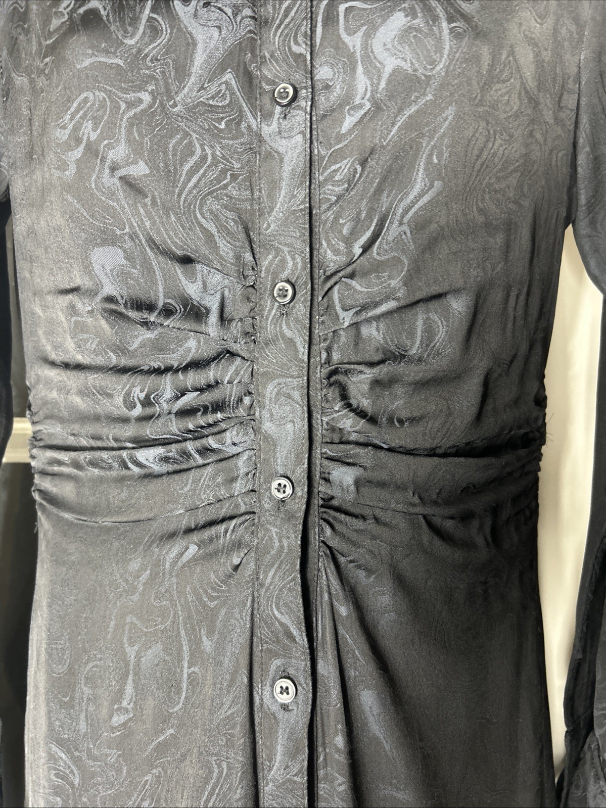 Halogen  Marbleized Black Button Down Shirt Dress… - image 2