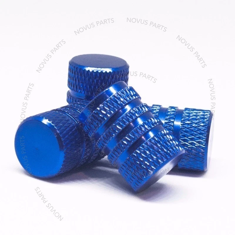 4x Cubierta de vástago de válvula azul con llanta de anillo de goma para Fiat Palio Ducato 500 con líneas Foto 2 de 4