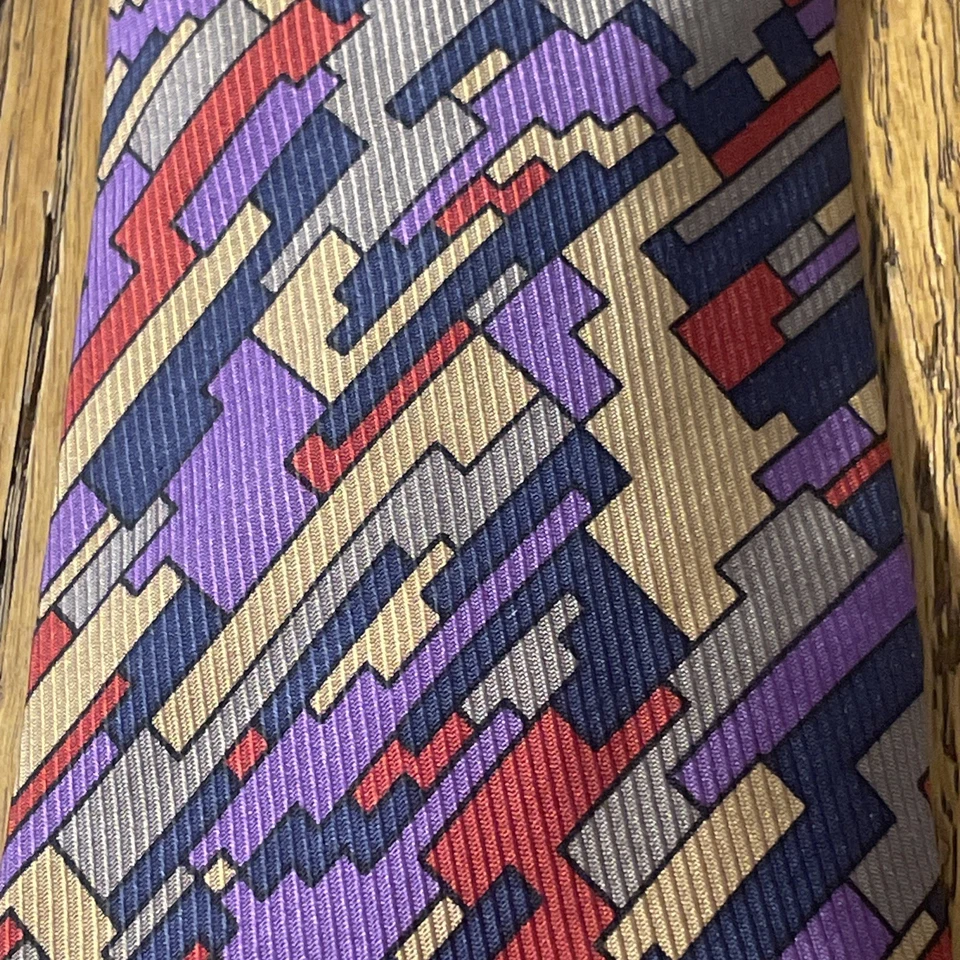 Corbata de seda geométrica abstracta Missoni Wild usada en excelente estado vintage años 80 hecha en Italia Foto 3 de 4