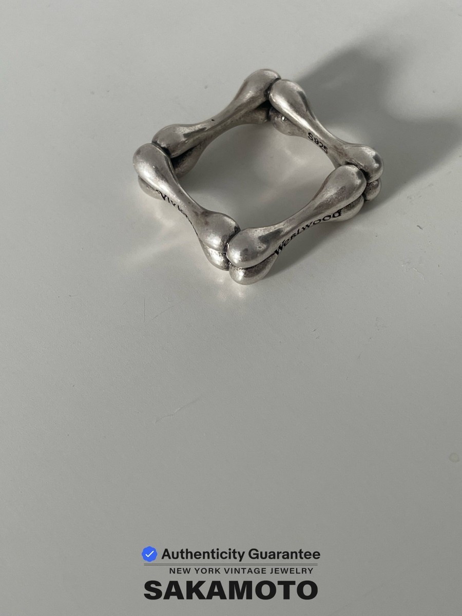 Vivienne Westwood Sterling Silver Bone Ring S925 Square Band