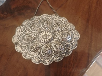 Antiker ovaler Spiegel,800 er Silber gepunzt ,,16x12 cm,ausgefallen gebraucht