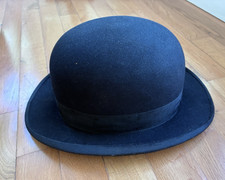 Antiguo sombrero de bombín Derby de fieltro negro vintage THE BIG BEAR 7 3/8