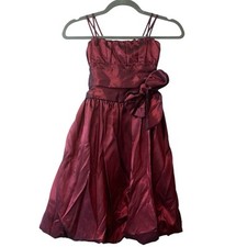 Huncho Vintage Burgundy Taffeta Bubble Hem Formal Pageant Party Dress Kid  s sz 8
