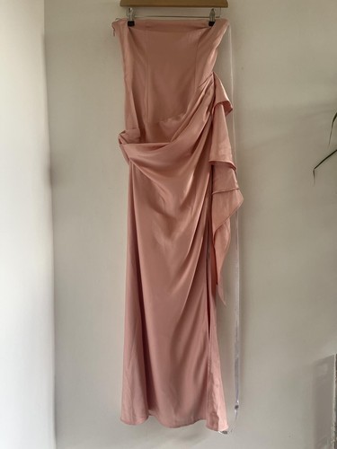 Club L London Satin Bandeau Draped Maxi Dress - UK 8