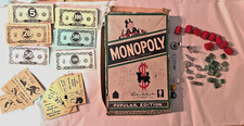 VTG 1954 Monopoly Game 8 original tokens NO BOARD Missing some cards, pieces etc