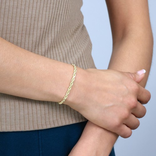Collar pulsera de oro amarillo de 10 quilates de 1,5 mm-10 mm cadena cuerda D/C para hombre y mujer de 7"-30" - Imagen 142 de 156