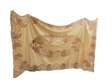 Vintage Handmade Linen Lace Embroidered Tablecloth 98  x 68