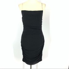 Fashion Nova Black Ruched Mini Bodycon Dress Women’s Size Small