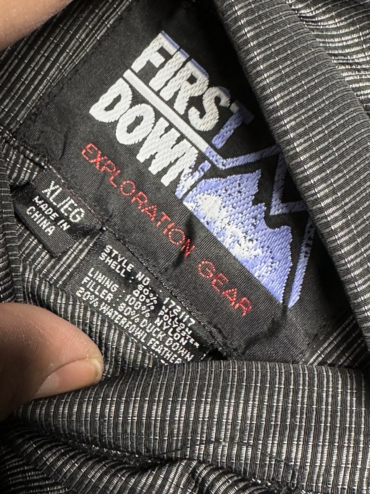 first down puffer jacket reversible Blk / Gry90s … - image 5