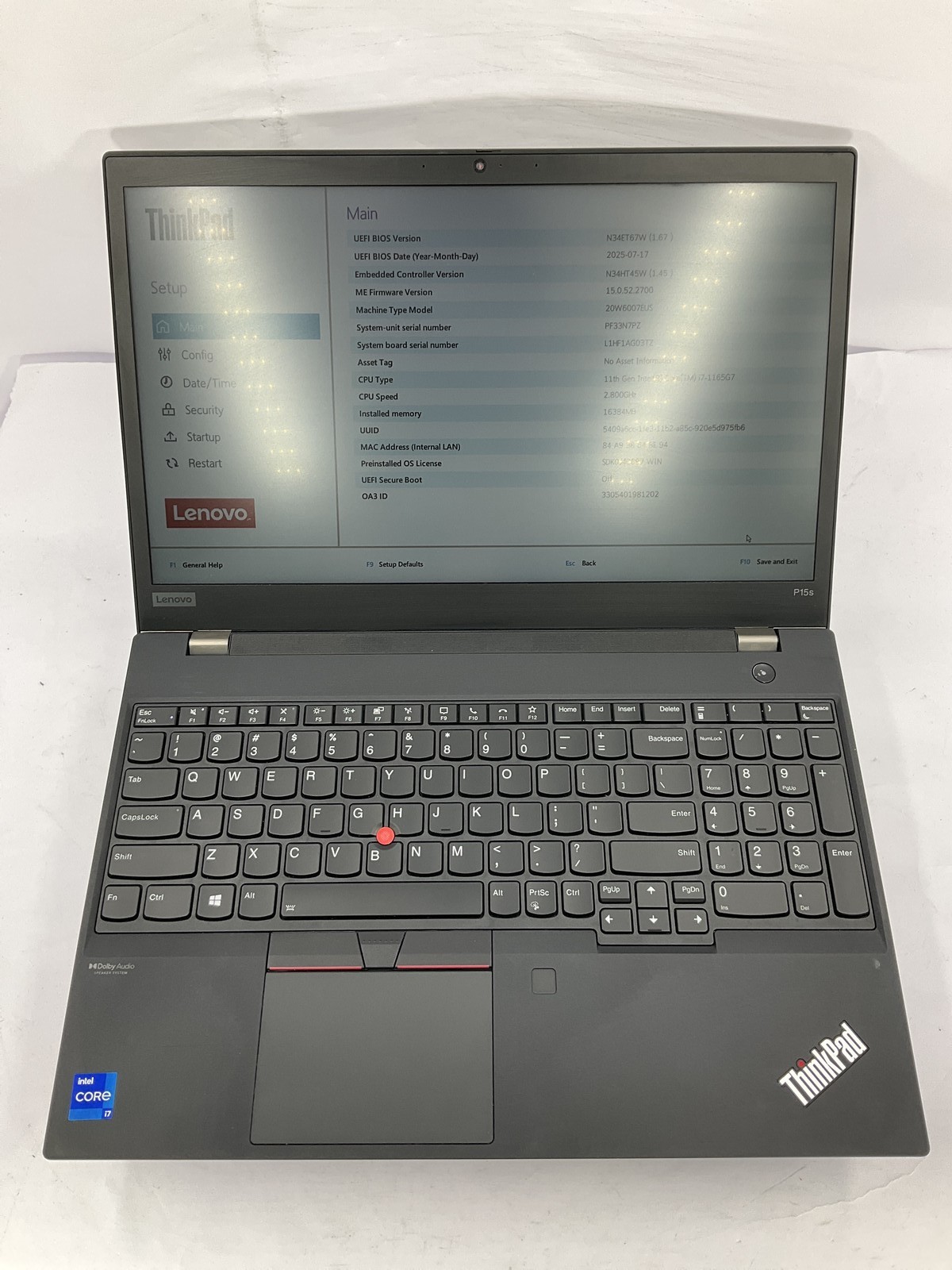 Lenovo ThinkPad P15s Gen 2, 15.6-Inch Laptop, with Core i7-1165G7 @ 2.80GHz