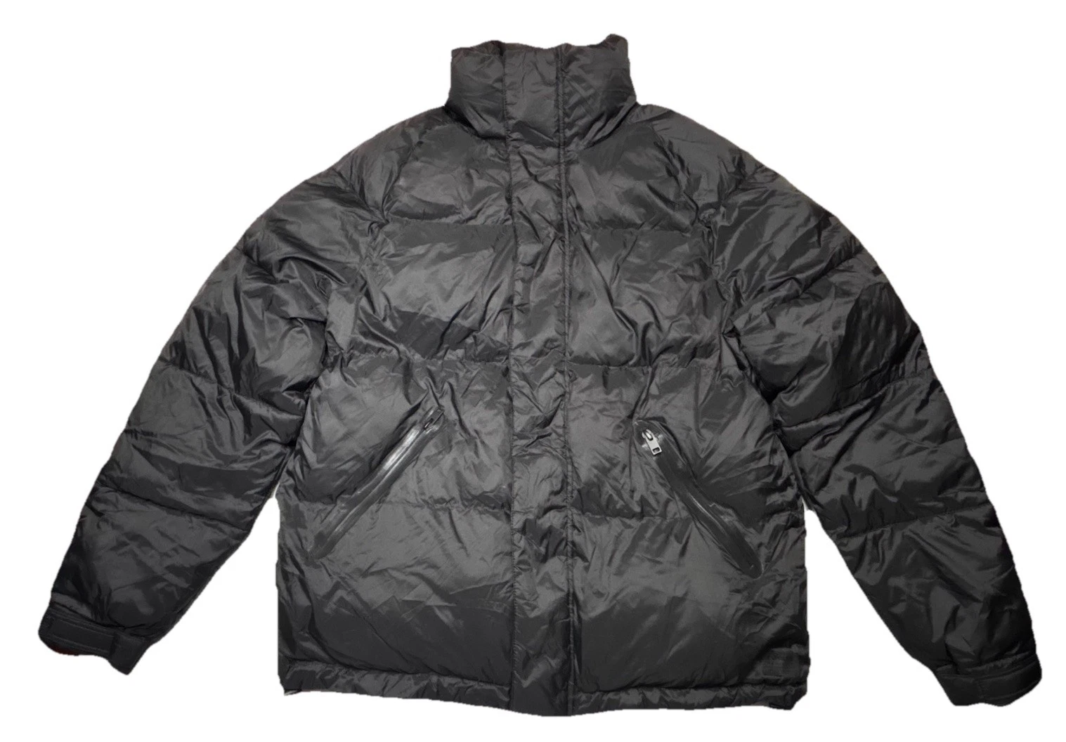 Y2K Express Black Puffer Jacket Insulated Nylon Winter Coat Mens M L Womens XL