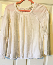 Black Rain Women’s Maternity Blouse White Long Sleeve Round Neck Lace Size S