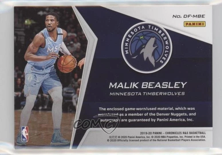 2019-20 Panini Chronicles Dress For Success Red Malik Beasley #DF-MBE Auto - Image 2 of 2