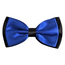 Mens Adjustable Pre-tied Solid Bow Tie Black Buttom/ Royal Blue