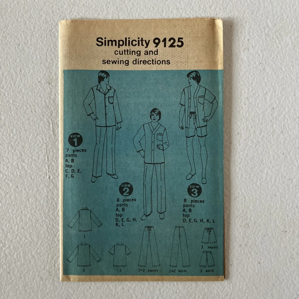 Vintage Simplicity 9125 - Sewing Pattern Men's Pajamas - Size Large - UNCUT - Image 4 of 4