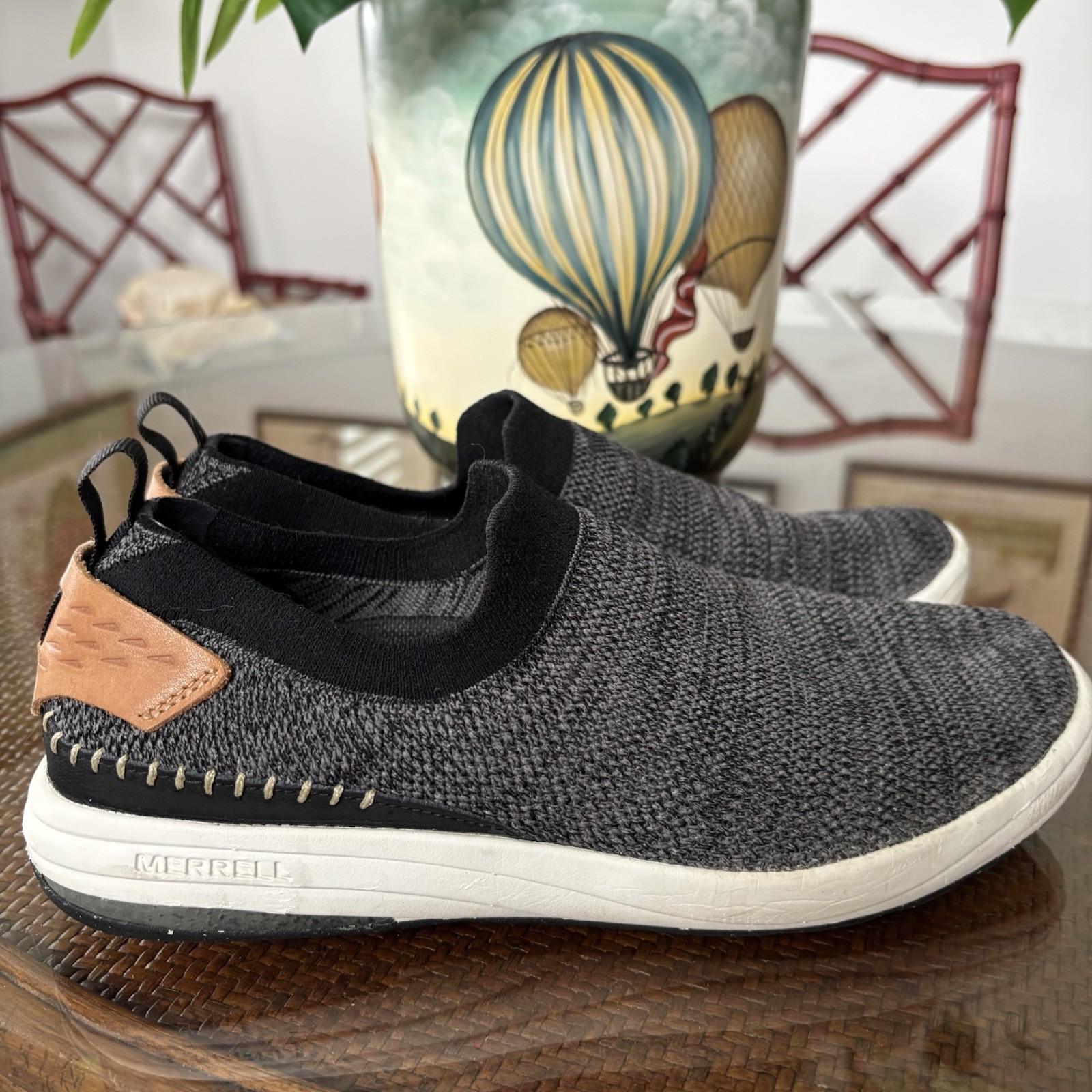 Merrell Scarpe Donna 8.5 Gridway Moc Slip On Comfort J97544 Grigio Tessuto Maglia