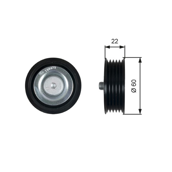 Gates Umlenk-/FüHrungsrolle Keilrippenriemen Drivealign™ T36473 FüR Kia Hyundai-image