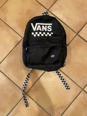Vans Off The Wall Sport Realm Backpack Black w/ Black and White Checkered Straps