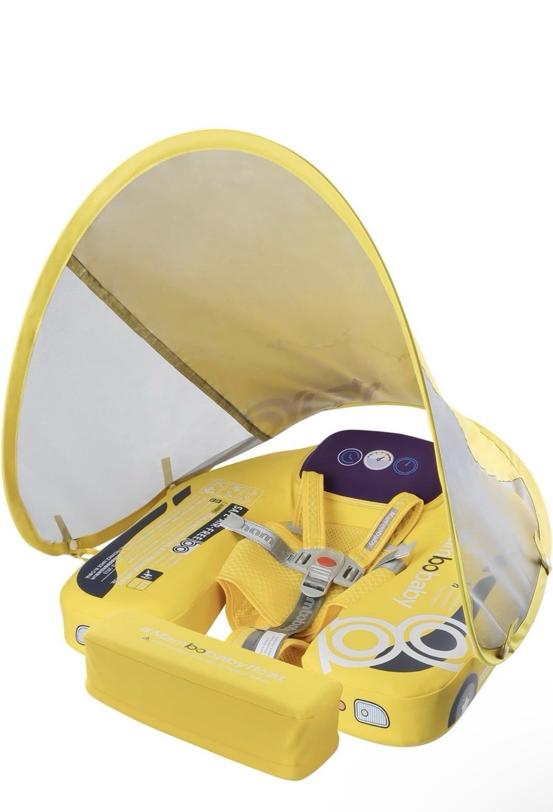 ️ Flotador de piscina para bebé no inflable Mambobaby con toldo y arnés 3-24 meses