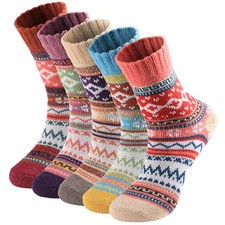 Pleneal Wool Socks for Women - Womens Wool Socks Winter Warm 5 Pairs Plus,5-9
