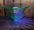Anchor Hocking Block Optic Uranium/ Vaseline Glass Pedestal Candy Dish