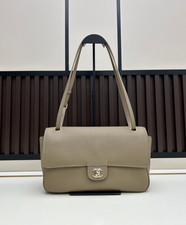 Beige Pebbled Leather Style Handbag 29cm Shoulder Tote