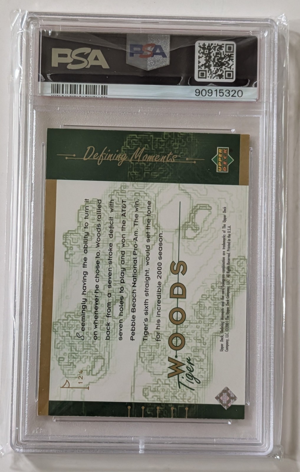 2001 UPPER DECK TIGER WOODS PSA 9 CARD NUMBER 124 SKU 90915320 view 2