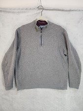 Tommy Bahama Reversible 1/4 Zip Sweater Mens L Gray Quarter Logo