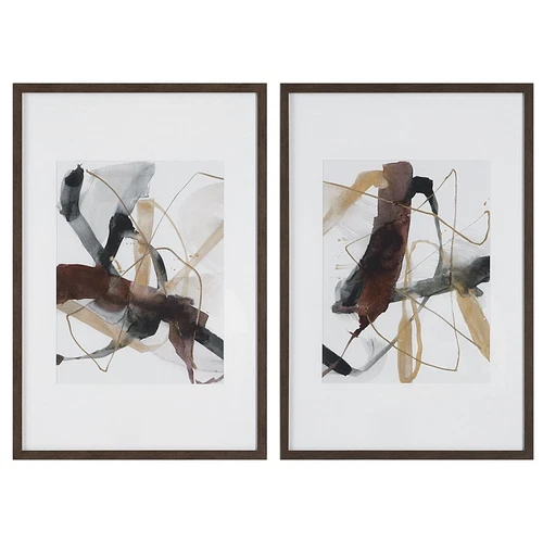 Uttermost Burgundy Interjection Abstract Prints Set/2 - Picture 1 of 5