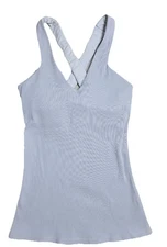 ALO Elevate Rib Tank Top XS Dove Gray Built In Bra V Neck Yoga Gym Training