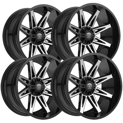 (Set of 4) Edge Off-Road 304MB 20x10 6x135/6x5.5'' -12Black/Machined Wheels Rims