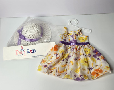 Emily Rose Spring Watercolor Doll Dress with Hat/ Read