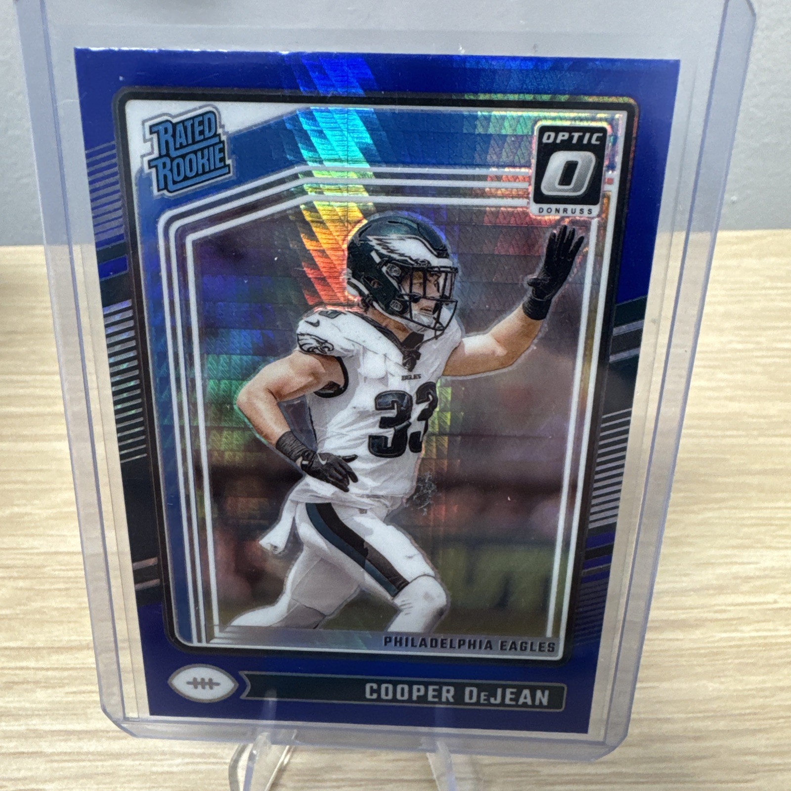 2024 Panini Donruss Optic -Rated Rookie Cooper DeJean #221 Blue Hyper Prizm (RC)